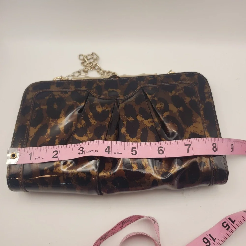 Elaine Turner Clutch‎ Purse Clasp Animal Print Organizer Chain Strap Formal Vtg